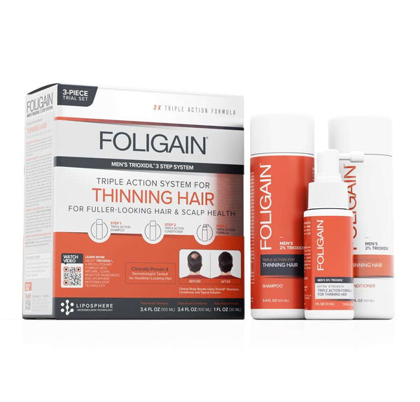 FOLIGAIN Triple Action Hair Care System For Men 3 Piece Trial Set - FOLIGAIN EU